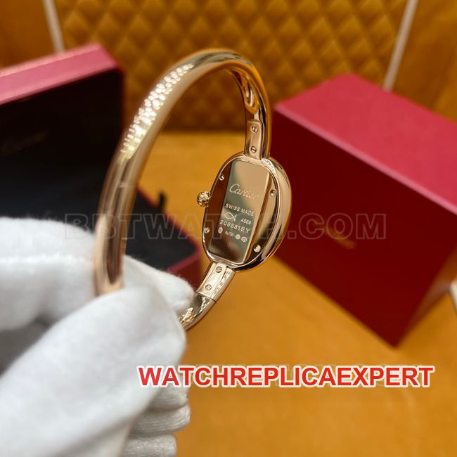 collectible watch BBA factory bathtub Cartier white dial rose gold diamond bezel quartz watch strap real shot photo