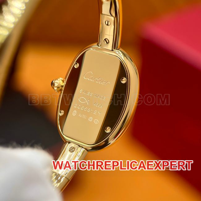 watch BBA factory bathtub Cartier white dial gold bezel quartz back real shot