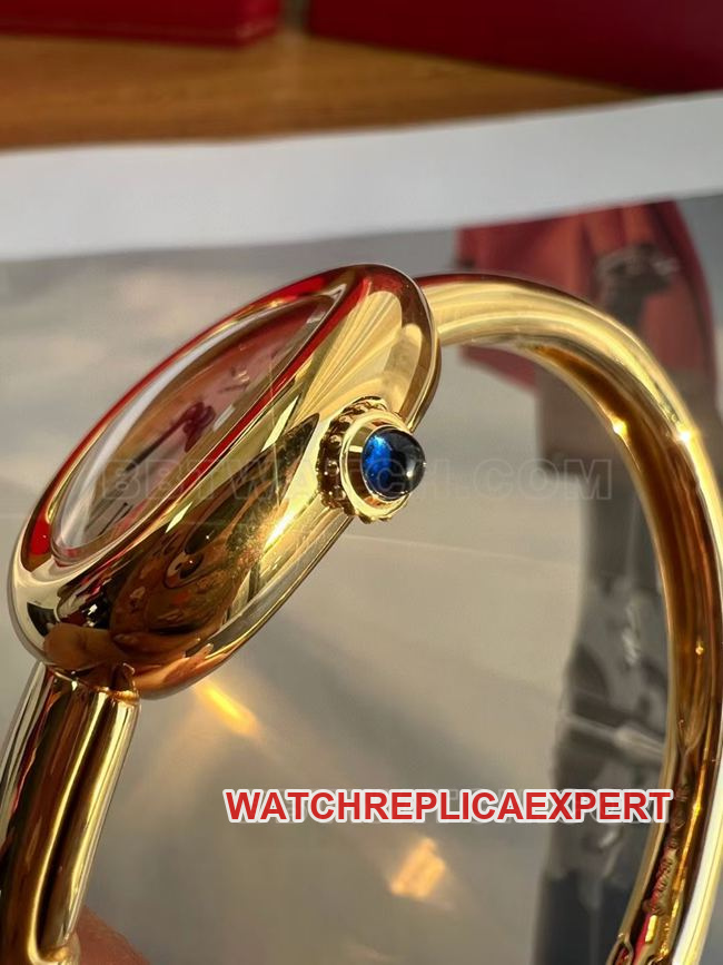 Watch BBA Factory Cartier Bathtub Silver White Dial Gold Bezel Quartz Side Real Shot Pictures