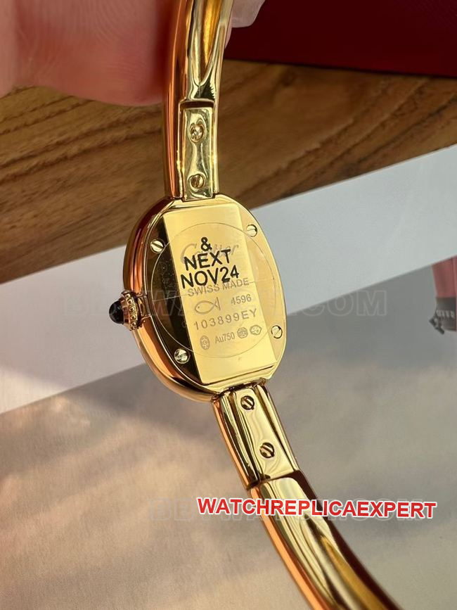Watch BBA Factory Bathtub Cartier Silver White Dial Gold Bezel Quartz Back Real Shot