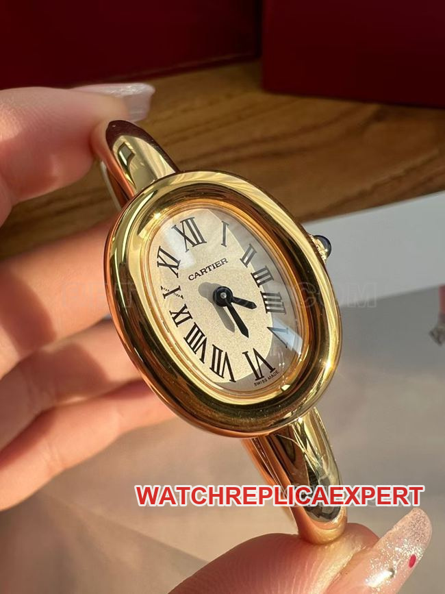 Watch BBA Factory Bathtub Cartier Silver White Dial Gold Bezel Quartz Front Real Shot Picture