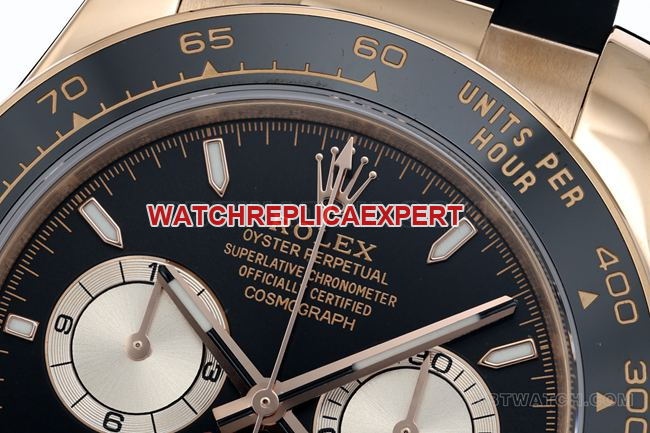 ZF Factory Rolex Daytona Watch, Black Dial, Rose Gold Case, 4131 Mechanical Movement, Front Real Photos