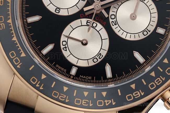 ZF Factory Rolex Daytona Watch, Black Dial, Rose Gold Case, 4131 Mechanical Movement, Front Real Photos