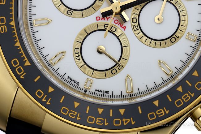 top-tier watch ZF FactoryRolexDaytonawhite dial gold case 4131 mechanical front live photo