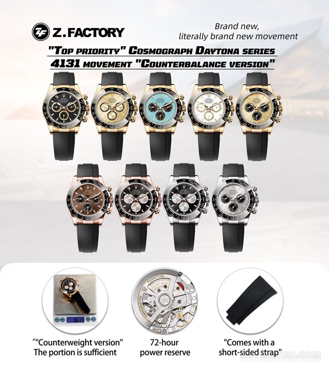 watch ZF FactoryRolexDaytona gray plate gold case 4131 mechanical front live photo