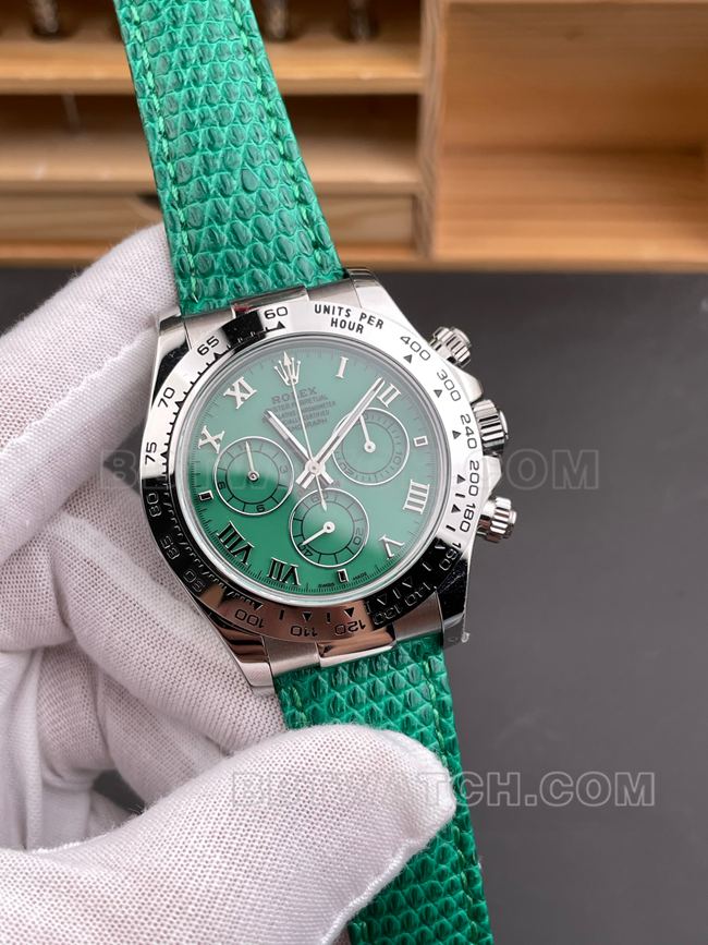 1:1replica watch PPM factory DaytonaRolex green mother-of-pearl disc 4130 mechanical front live photo