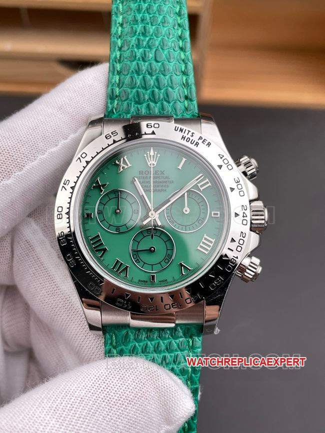 1:1replica watch PPM factory DaytonaRolex green mother-of-pearl disc 4130 mechanical front live photo