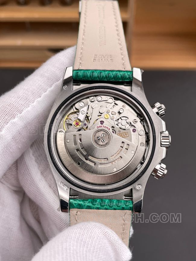1:1replica watch PPM factory DaytonaRolex green mother-of-pearl disc 4130 mechanical caseback live photo