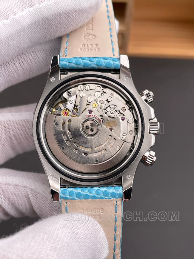 Watch PPM Factory DaytonaRolex Blue Fritillaria 4130 Mechanical Caseback Live Photo