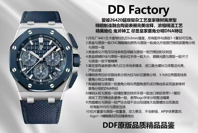 top-tier watch DDF factory Audemars PiguetRoyal Oak offshore blue dial26420front live photo