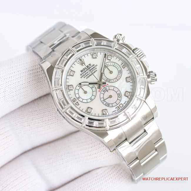 collectible watch PPM factory DaytonaRolex white mother-of-pearl dial 4130 mechanical front live photo