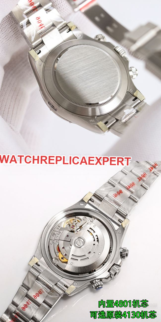 collectible watch PPM factory DaytonaRolex white mother-of-pearl dial 4130 mechanical caseback live photo