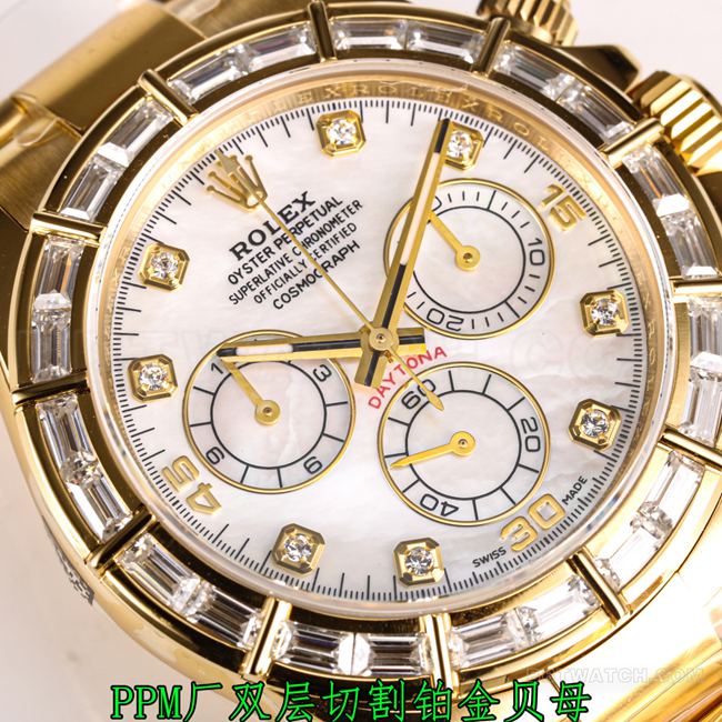 top-tier watch DaytonaPPM factory Rolex white mother-of-pearl dial 4130 mechanical front live photo