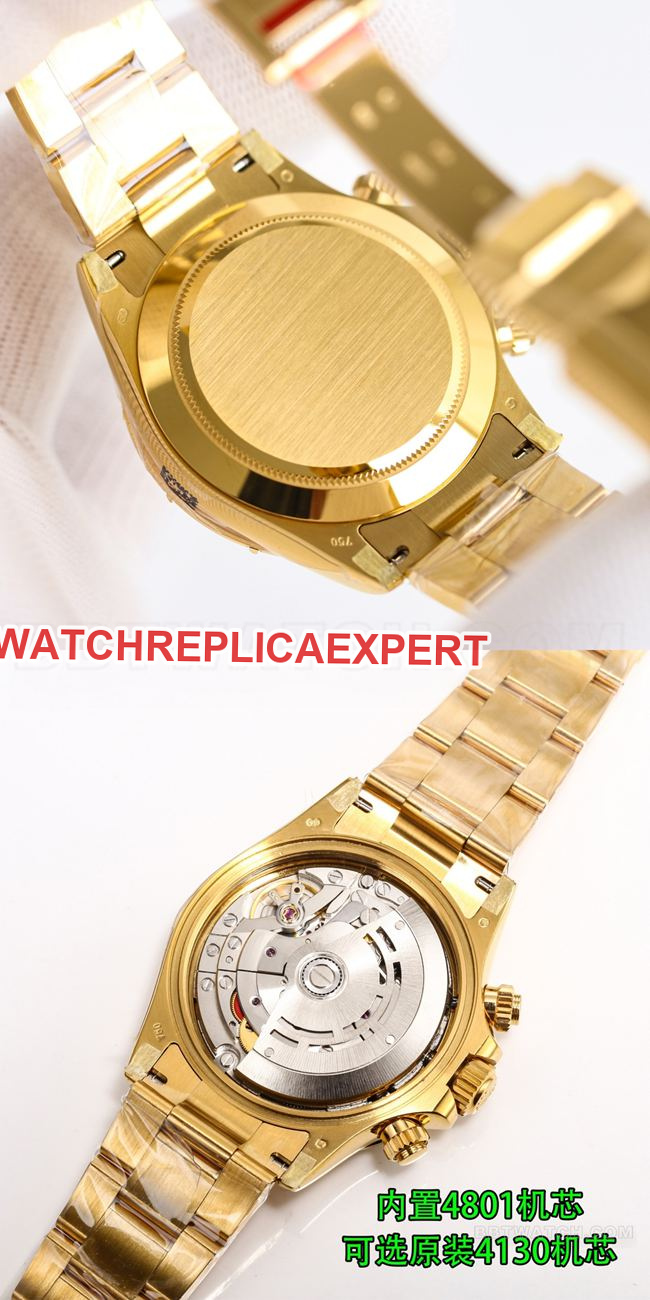 top-tier watch DaytonaPPM factory Rolex white mother-of-pearl dial 4130 mechanical caseback live photo