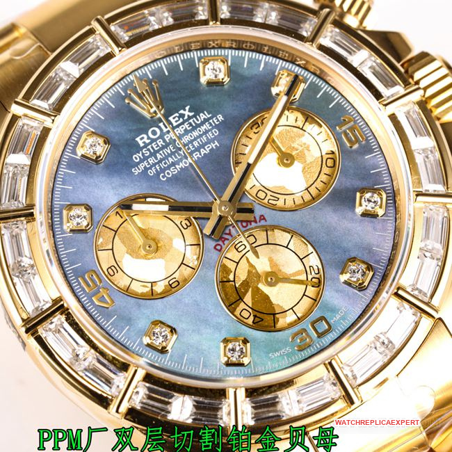 collectible watch DaytonaPPM factory Rolex black mother-of-pearl dial 4130 mechanical front live photo