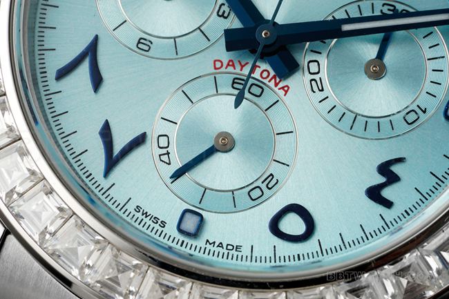 1:1replica watch DaytonaPPM factory Rolex ice blue dial Middle East time scale Moissanite diamond bezelfront live photo