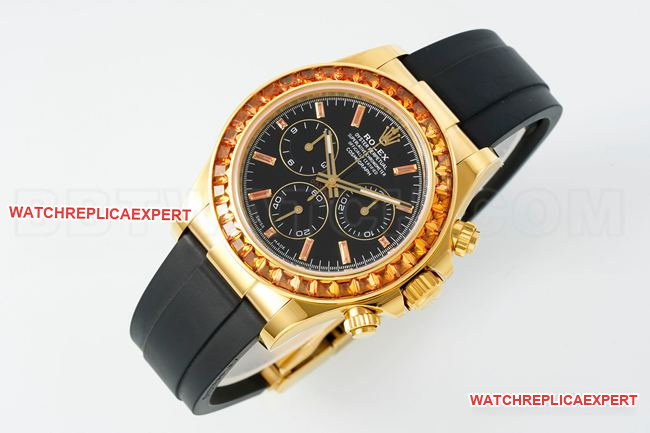 collectible watch RolexPPM factory Daytonablack dialdiamond bezel rubber braceletfront live photo