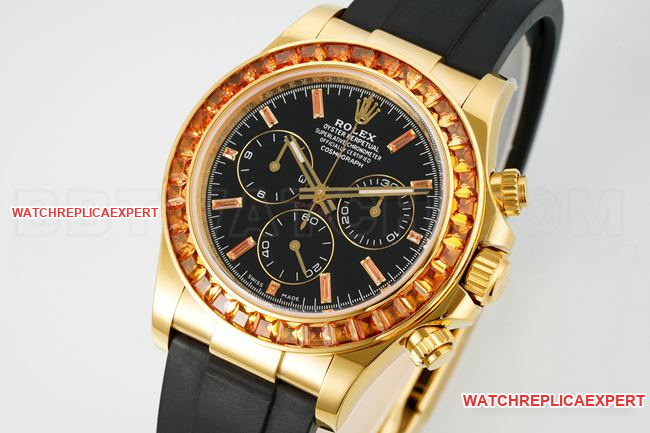collectible watch RolexPPM factory Daytonablack dialdiamond bezel rubber braceletfront live photo