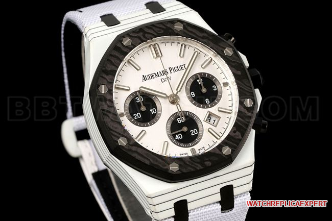 1:1replica watch Diw factory Royal OakAudemars Piguetwhite dialchronograph mechanical front live photo