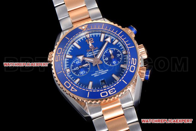 collectible watch N1 factory OmegaSeamaster 600m blue dial gold steel bracelet live photo