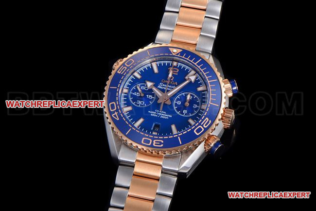 collectible watch N1 factory OmegaSeamaster 600m blue dial gold steel bracelet live photo