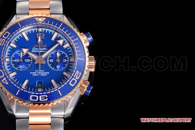 collectible watch N1 factory OmegaSeamaster 600m blue dial gold steel bracelet live photo