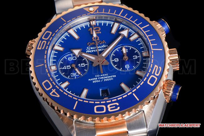 collectible watch N1 factory OmegaSeamaster 600m blue dial gold steel bracelet live photo