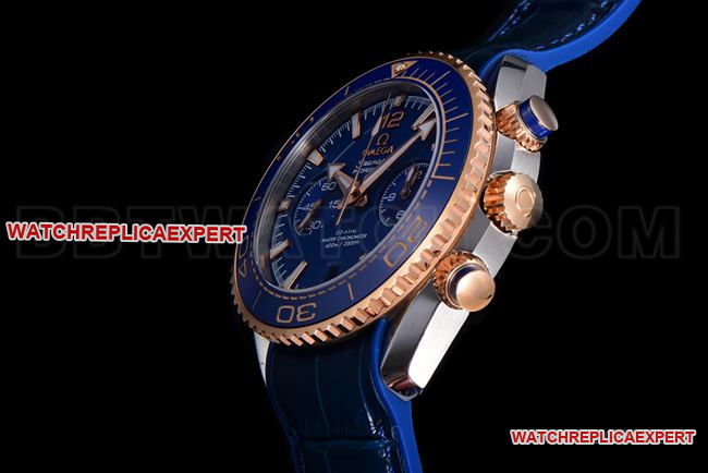 1:1replica watch N1 factory SeamasterOmega600m blue dialrose gold leather braceletside live photo