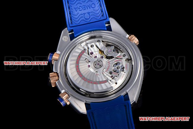 1:1replica watch N1 factory SeamasterOmega600m blue dialrose gold leather braceletcaseback live photo