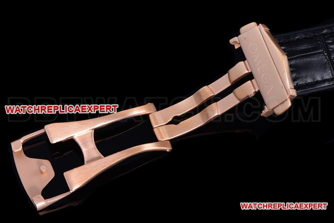 watch N1 factory SeamasterOmega 600m black dialrose gold leather braceletclasp live photos