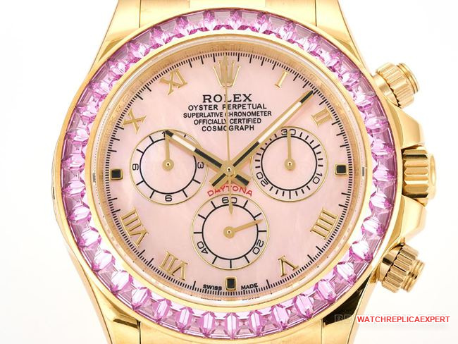 top-tier watch RolexDaytona pink mother-of-pearl discdiamond bezel116519front live photo