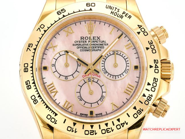 collectible watch Rolex Daytona pink mother-of-pearl dial 116519 front live photo