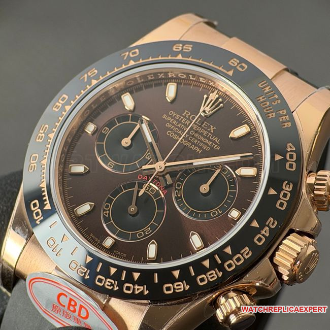 collectible watch CBD factory DaytonaRolexrose gold chocolate plate 4130front live photo