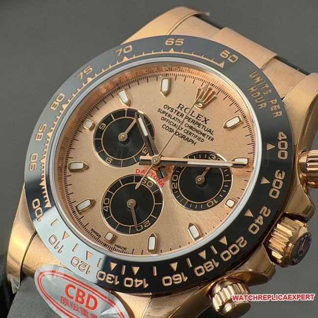 1:1replica watch CBD factory DaytonaRolexrose gold shell rose gold plate 4130front live photo