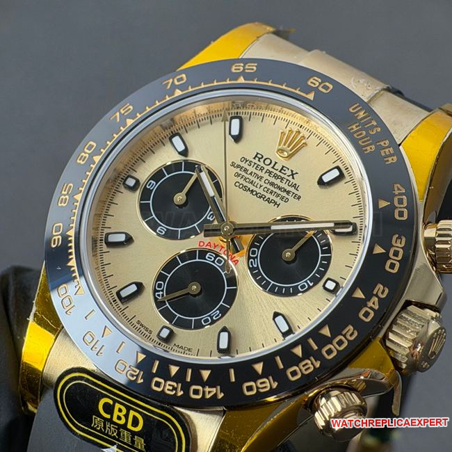 collectible watch DaytonaCBD factory Rolex gold case champagne color dial 4130front live photo