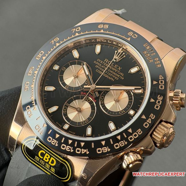 1:1replica watch DaytonaCBD factory Rolexrose gold case black dial4130front live photo