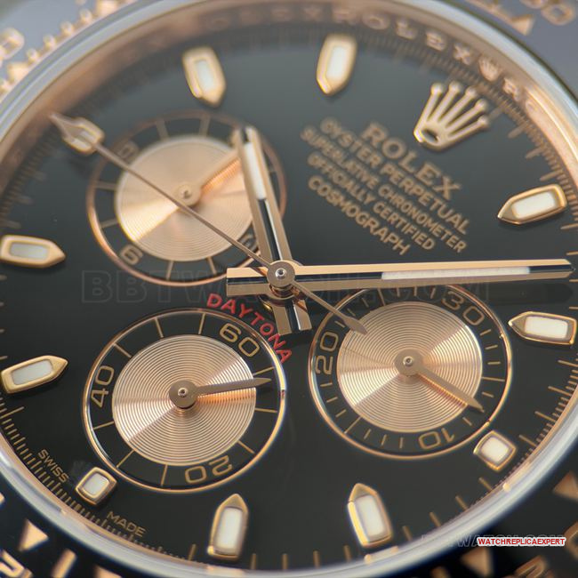 1:1replica watch DaytonaCBD factory Rolexrose gold case black dial4130front live photo