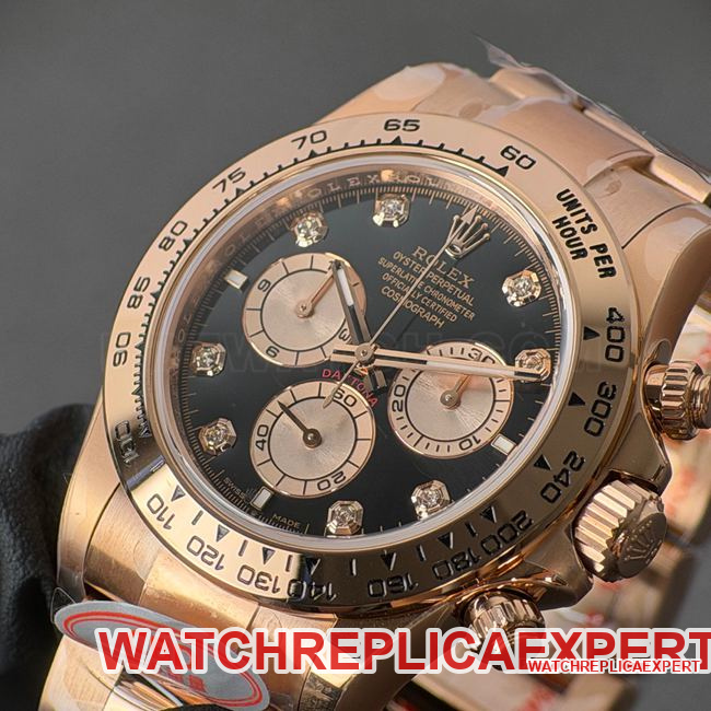 collectible watch RolexCBD factory Daytonarose gold case black dial4130front live photo