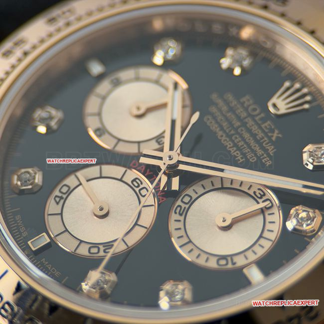collectible watch RolexCBD factory Daytonarose gold case black dial4130front live photo