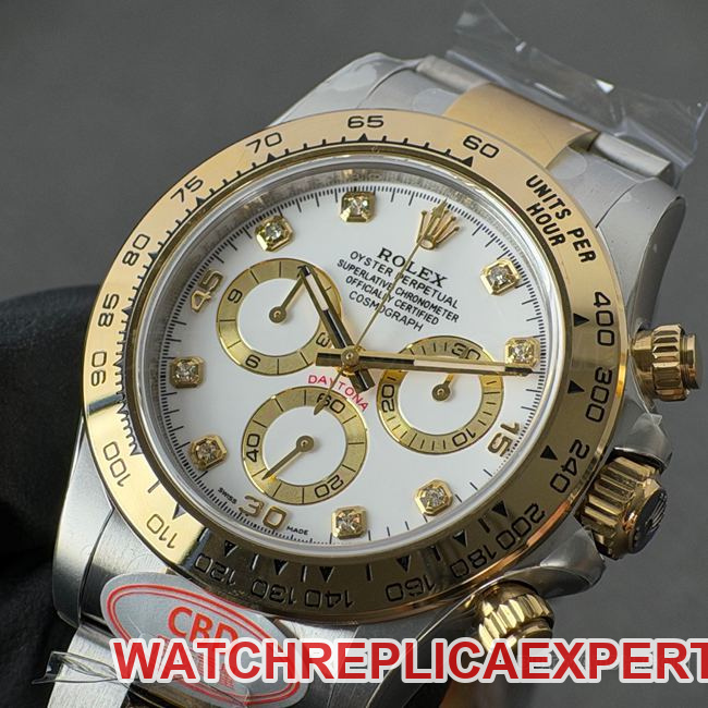 CBD Factory Daytona collectible watch Rolexwhite dial gold steel bracelet4130front live photo