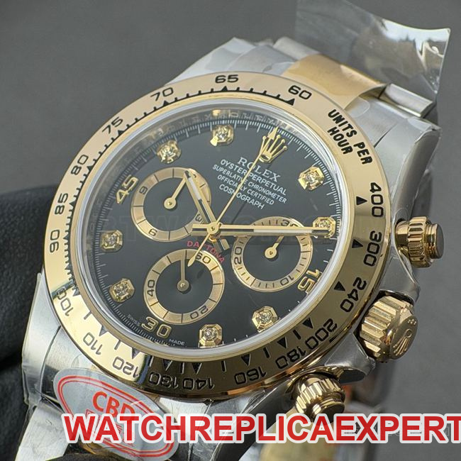 CBD Factory Daytona watch Rolexblack dial gold steel bracelet4130front live photo
