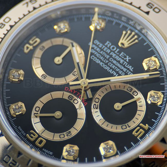 CBD Factory Daytona watch Rolexblack dial gold steel bracelet4130front live photo