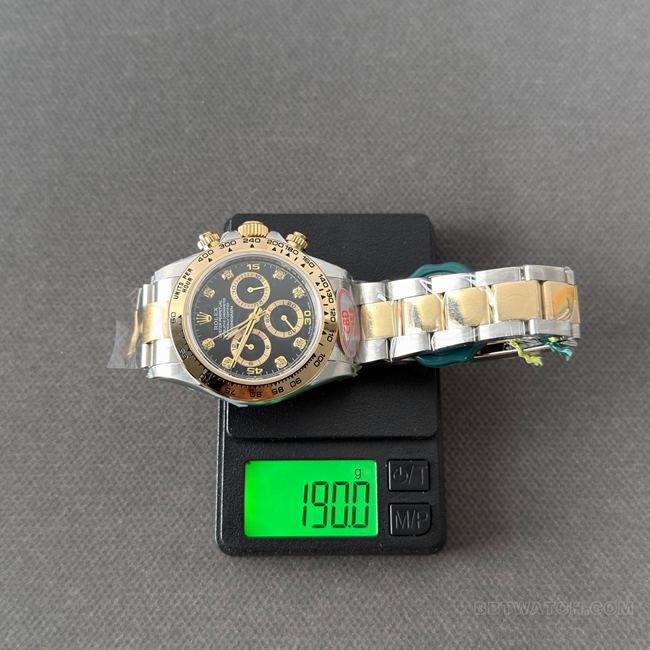 CBD Factory Daytona Watch Rolexblack Dial Gold Steel Bracelet 4130 Weight Live Photos