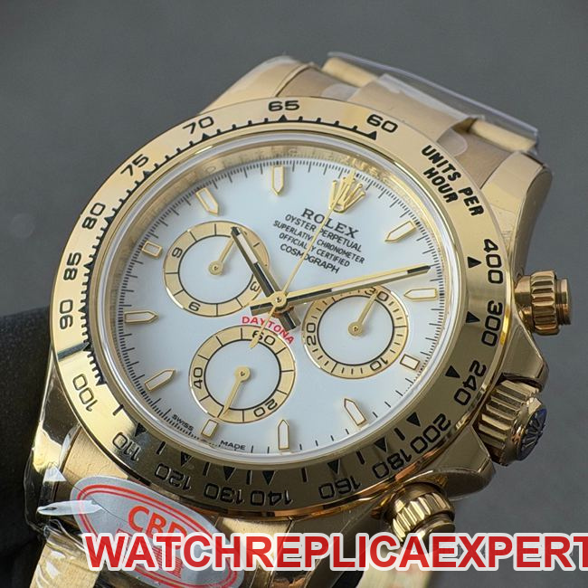 CBD factory top-tier watch DaytonaRolexwhite dial gold steel bracelet4131front live photo