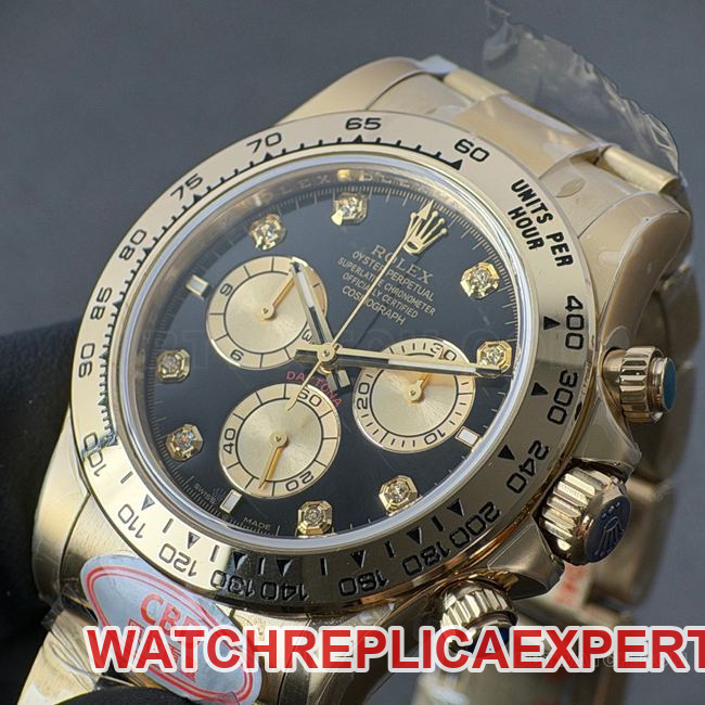 CBD factory collectible watch DaytonaRolexblack dial gold steel bracelet4131front live photo