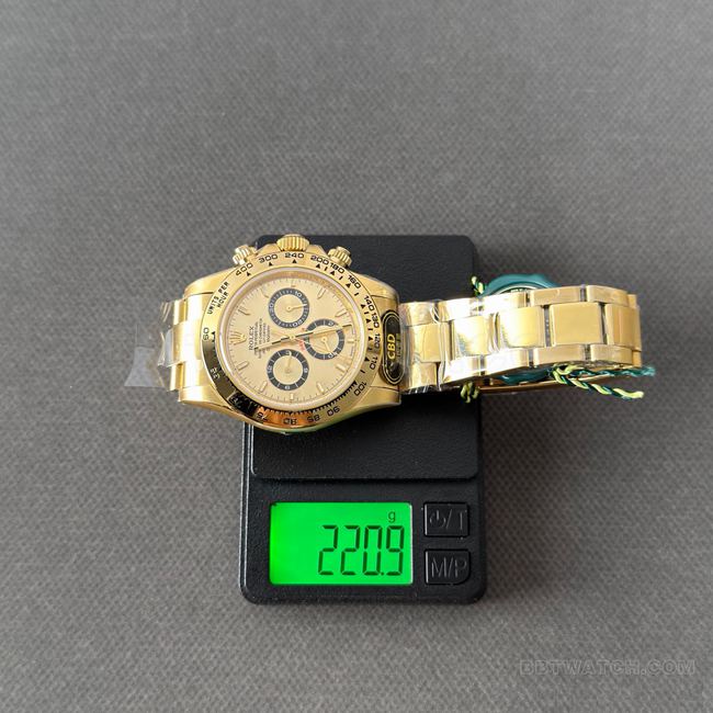 CBD factory 1:1replica watch DaytonaRolex gold plate gold steel bracelet4131 weight live photos