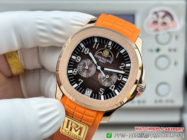 1:1replica watch Patek PhilippePPM factory Aquanaut dark brown dial 5261front live photo