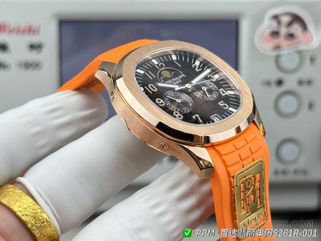 1:1replica watch Patek PhilippePPM factory Aquanaut dark brown dial 5261side live photo