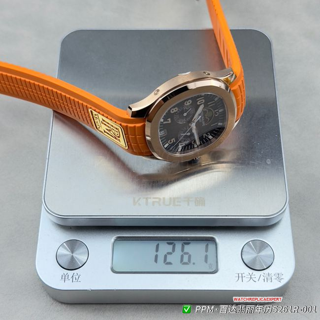 1:1replica watch Patek PhilippePPM factory Aquanaut dark brown dial 5261 weight live photos