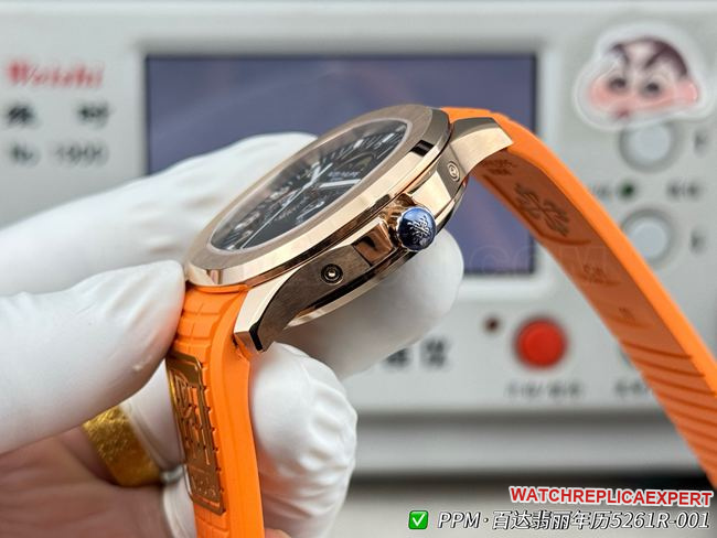 1:1replica watch Patek PhilippePPM factory Aquanaut dark brown dial 5261side live photo